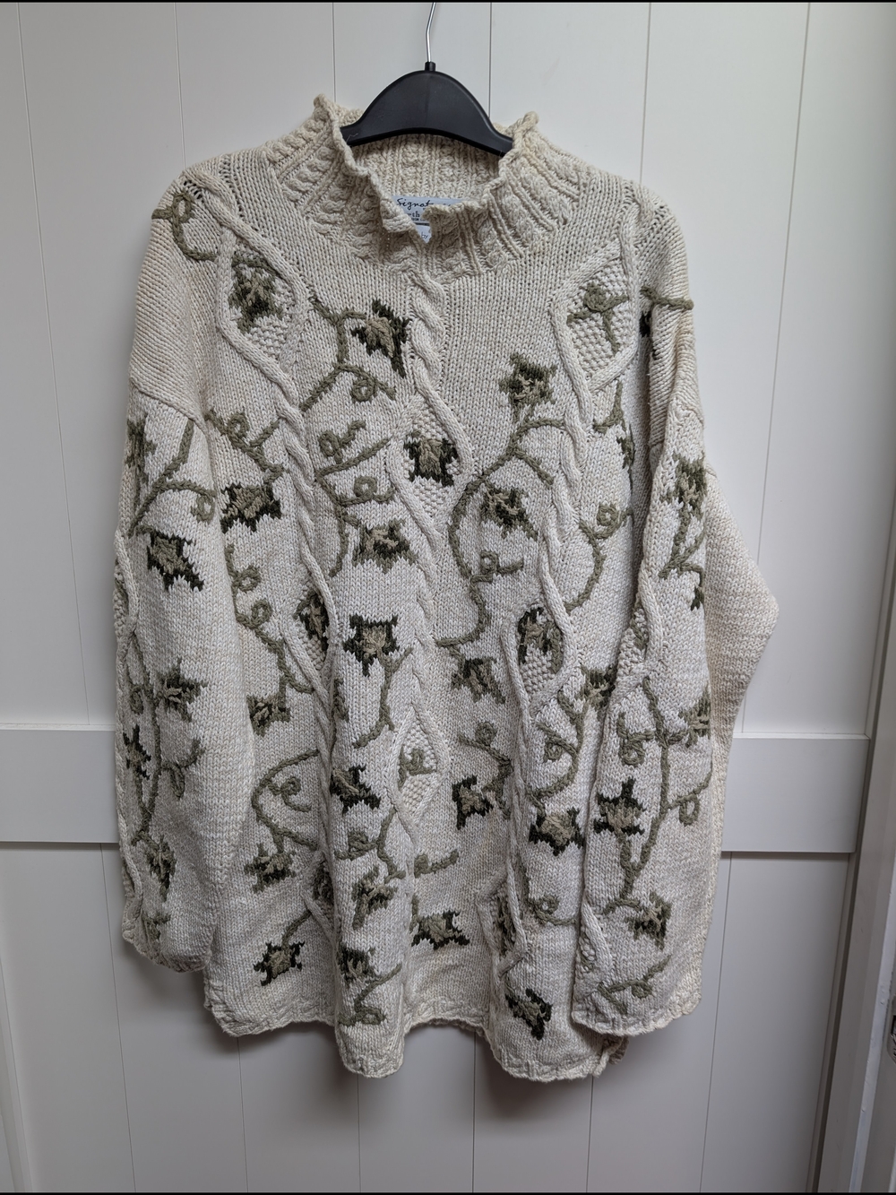 Signature by Northern Isles Cozy Cream Knit by Hand Turtleneck Sweater, Medium